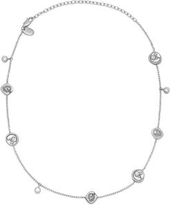 Rose Seal & Skull Charm Choker Necklace In Silver