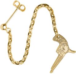 Gold Hand Gun Single Long Drop Earring