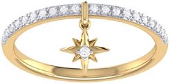 Little North Star Charm Ring In 14 Kt Yellow Gold Vermeil On Sterling Silver