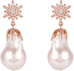 Baroque Pearl Star Burst Classic Stud Earring Rosegold