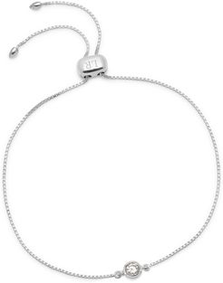 Stud Slider Bracelet In Nat White Zircon Silver
