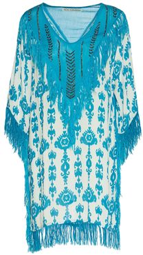 Embellished Fringe Dress In Blue