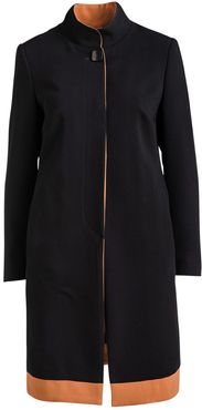 Black Coat With Camel Detail