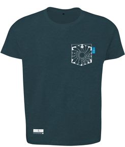 Steel Blue Explorer Print Organic Cotton T-Shirt Mens