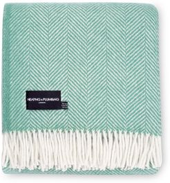 Evening Tales Pure New Wool Blanket - Traditional Herringbone Mint Green