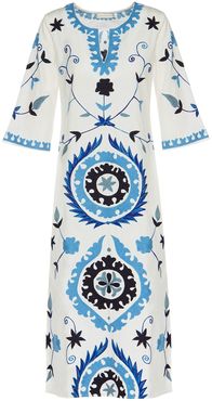 Long Suzanni White Blue Dress