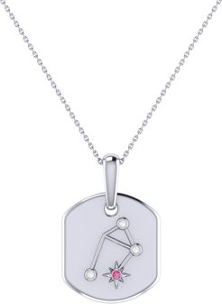 Libra Scales Constellation Tag Pendant Necklace In Sterling Silver