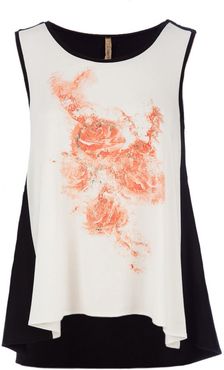 Sleeveless Print Detail Ecru Top