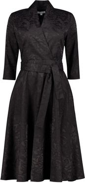 Black Cotton Jacquard Midi Dress Jacquelyn