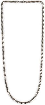 5Mm Miami Curb Chain Rhodium Finish Necklace - Long