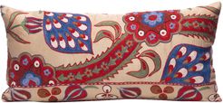 Saffron Plant Silk Suzani Cushion Double Sided Ikat