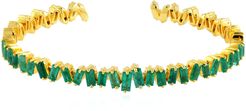 18K Yellow Gold Baguette Emerald Cuff Bangle Gemstone Jewellery
