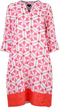 Mosaic Linen Tunic Dress - Bahamian Pink