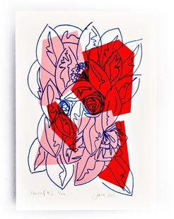 Pink Red Floral Limited Edition Screen Print