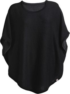 Flora Cotton Cashmere Reversible Poncho Black & Charcoal