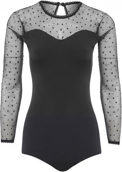 Diana Glitter Polka Dot Mesh Bodysuit