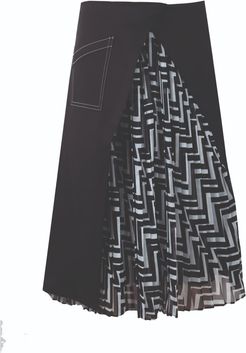 Zigzag Pleated Midi Skirt