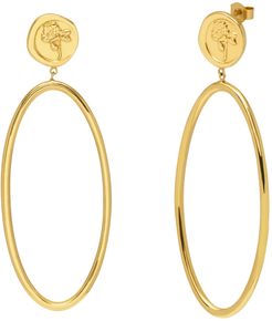Rose Seal Statement Hoop Earrings In Gold