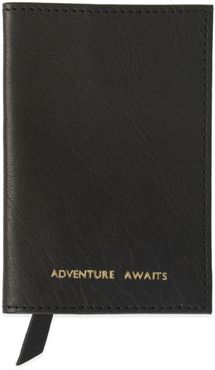 Adventure Awaits Black Leather Passport Cover