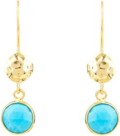 Circle & Hammer Earring Gold Turquoise