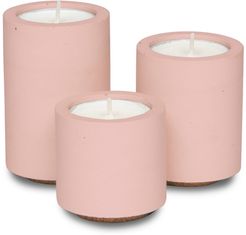 Concrete Tealight Trio Candle Holders With Soy Wax Tealights In Blush