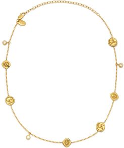 Rose Seal & Skull Charm Choker Necklace In Gold