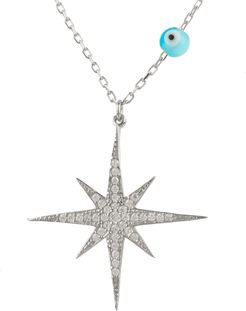 Starburst Opalite Evil Eye Necklace Sterling Silver