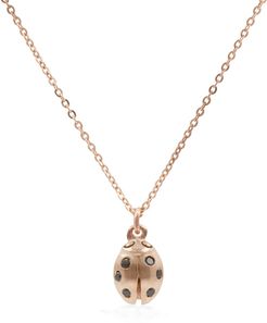 Ladybird Black Diamond Necklace (Wings Closed) - Rose Gold