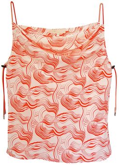 Red Swirl Silk Tank With Bungee Cord Straps