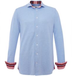 Jiwe Blue Pique Cotton Shirt