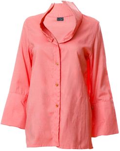 Wide Collar Shirt In Coral Cotton