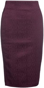 Burgundy Brocade Pencil Skirt