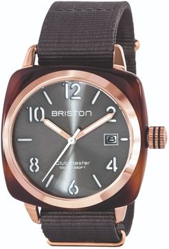 Briston Clubmaster Classic 3 Hand Tortoise Shell Acetate, Grey Sunray Dial And Rose Gold