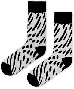 Two Sided Cotton Socks in Black and Off-White Designed by Karan S