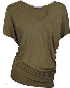 Ex Vivo Olive Bamboo V Neck Tee