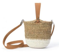 Zandi Woven Grass & Leather Bucket Bag - Tan & Natural