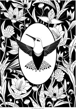Elemental Hummingbird Print Black & White