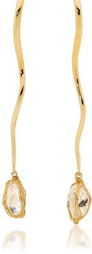 Raw Diamond & 18Ct Gold Earrings Long