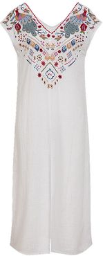 Embroidered Peacocks Sleeveless Dress