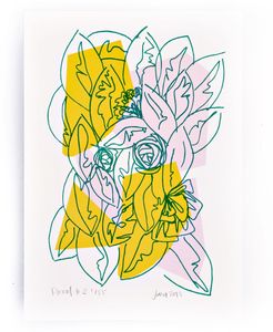 Pink Yellow Floral Limited Edition Screen Print
