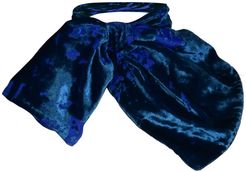 Cecily Silk Devore Navy Neck Scarf