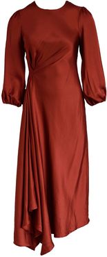 Sofi Terracotta Satin Midi Dress