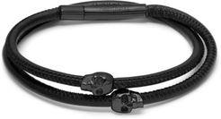 Micro Atticus Skull Double Wrap Bracelet In Gunemetal & Black