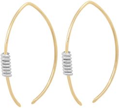 14K Yellow Gold "Wrap Me Up" Horseshoe Hammered Wire Earrings With White Gold Wraps