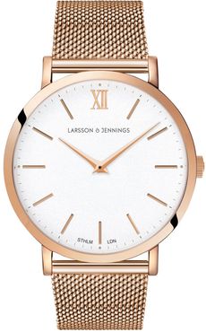 Lugano Milanese 40Mm Rose Gold & Satin White