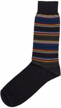 Grey Striped Ethnic Organic Cotton Socks