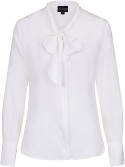 Ivory Silk Bow Blouse