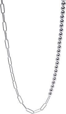 Bead Link Choker Necklace Sterling Silver