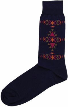 Navy Aztec Design Organic Cotton Socks