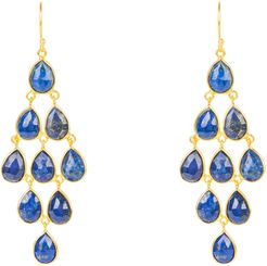 Erviola Gemstone Cascade Earrings Gold Lapis Lazuli